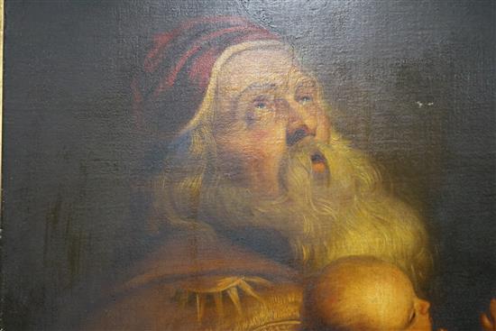 19th century English school, oil on canvas, Religious scene, 96 x 76cm
